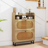 Freestanding Shoe Organizer Shoe Cabinet w/2 Flip Drawers-Natural