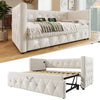 Daybed Velvet Sofabed 3ft Single Sofa Bed With Pull Out Trundle Guest Bed Beige