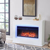 34" Electric Fireplace Fire Freestanding Mantelpiece Heater White Surround Suite
