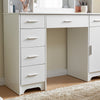 White Dressing VanityTable Wood Makeup Desk with LED Mirror 6 Drawers 2 cabinet