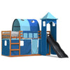 Bunk Bed with Slide and Curtains Blue 90x200 O3B2