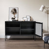 Industrial Styl TV Stand Cabinet w/ Storage Grille Door Metal Media Unit Console
