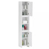 White Bathroom Cabinet 2 Door 6 Shelves Storage Makeup With Mirror Free Standing