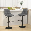 Height Adjustable Bar Stools Set of 2 w/ Fabric Backrest & Padded Seat Grey