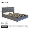 Ottoman Storage Upholstered Bed Frame with LED Lights 4ft6 Double Size Bed Grey