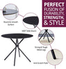 Small Dining Table, Round Black Wooden Effect Top Kitchen Table with Metal Legs