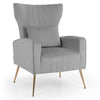 Velvet Upholstered Wingback Chair Curved Tufted Accent Armchair w/Pillow