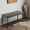 Grey Fabric Bed Bench End Stool Tufted Upholstered Accent Chair Ottoman Seat