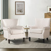 New Fabric Armchair Oyster Wing Back Occasional Accent Chair Studded Rubber Legs