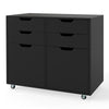Mobile Storage Cabinet 4 Drawer Dresser Chest with Doors-Black