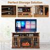 58 Inch Rustic Fireplace TV Stand w/ Open Storage Compartments & 2-Door Cabinets