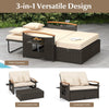 Rattan Garden Furniture Set 2 Seater Brown Patio Sun Lounger Daybed Sun Bed