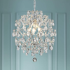 Silver Modern Pendant Chandelier Crystal Raindrop Lighting Ceiling Light Fixture