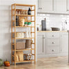 6-Tier Bamboo Bookshelf Tall Bookcase Adjustable Large Flower Stand Washing Room