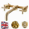 Brass Bathroom Wall Concealed 360° Rotation Spout Faucet Sink Basin Mixer Taps