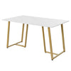 Dining Table Kitchen Dining Furniture with Marble Effect Tabletop & Metal Frame