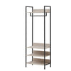 Industrial Open Wardrobe Clothes Rail Bedroom Storage Unit Shelves White Oak