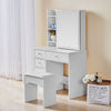 Dressing Table White Wood Makeup Desk with Mirror 5 Drawers Stool Shelf Bedroom