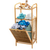 Tilt-out Laundry Hamper Space-saving Bamboo Wood Laundry Shelf Laundry Hamper