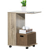 C Shaped Side End Table Rolling Bedside Table Coffee Table with Storage Shelves