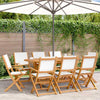 Folding Garden Chairs 8 pcs White Fabric and Solid Wood Y5F1