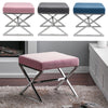 Square Fabric Stool Footstool Pouffe Seat Sofa Side Chair with Chrome Legs Stand