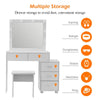 Dressing Table LED Lights Mirror Drawers Make up Desk Bedside Cabinet Stool Set