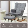 Rocking Chair and Ottoman Set Fabric Wingback Armchair for Living Room Grey