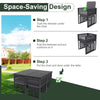 Outdoor Space-Saving Furniture Set with PE Rattan Chairs-Gray