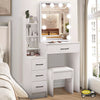 Dressing Table Vanity Makeup Desk With LED Light Mirror And Stool Drawer Bedroom