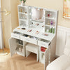 Large Dressing Table Vanity Table With Stool and Lighted Mirror Makeup Desk Set