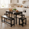 Wooden Dining Table with Stools Benches 120-160cm Extending Kitchen Dining Table