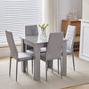 Small Space Dining Set 5Pcs Square Dining Table+ 4 Dining Chairs Set Grey Wooden