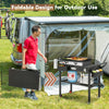 Foldable Pizza Oven Stand Outdoor Grill Cart Trolley 2-Tier BBQ Table w/ Wheels