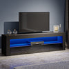 Black TV Unit Stand Cabinet Sideboard High Gloss Front & Matt Body RGB LED Light