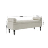 126CM Beige Linen Button Chesterfield Ottoman Storage Bench Bed End Window Seat