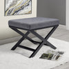Grey Ottoman Pouffe Stool Linen Footstool Dressing Vanity Chair X Shape Leg Seat