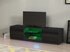 Modern TV Unit Stand Cabinet Black High Gloss Doors & Matt Body with LED Lights