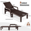 4 Positions Adjustable Chaise Lounge Chair Waterproof PP Patio Lounger Coffee