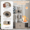 2-in-1 Modern Tall Cat Tower Hidden Litter Box Enclosure Furniture w/Sisal Posts