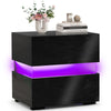 LED Bedside Table RGB High Gloss Nightstand 2 Drawers Side Table Storage Cabinet