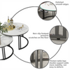 Round Coffee Table Set of 2 Nesting Table Slate Marble White Tabletop End Tables