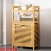 Dirty Clothes Basket Bamboo Shelf Home Bathroom Storage Rack Towel Organizer UK