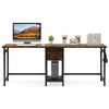 200 cm Long Desk, Double Computer Desk with 2 Drawers, Two Person Writing Table