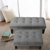 Small Footstool Ottomans Rectangular Footrest Linen Upholstered Stool Seat Chair
