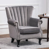 Queen Anne Velvet Upholstered Oyster High Back Wingback Armchair Tub Chair Sofa
