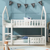 Kids Bunk Beds Wooden Single Size Bed Treehouse Bed Pine Wood Bed Frame White