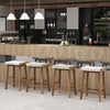 Set of 2 Bar Stools Saddle Seat Stool Counter Height Stools W/ Rubber Wood Legs
