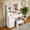 Modern Dressing Table With LED Mirror & Cushioned Stool Vanity Table Makeup Desk