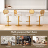 Set of 2 Bar Stools Adjustable Swivel Upholstered Velvet Pub Dining Chairs